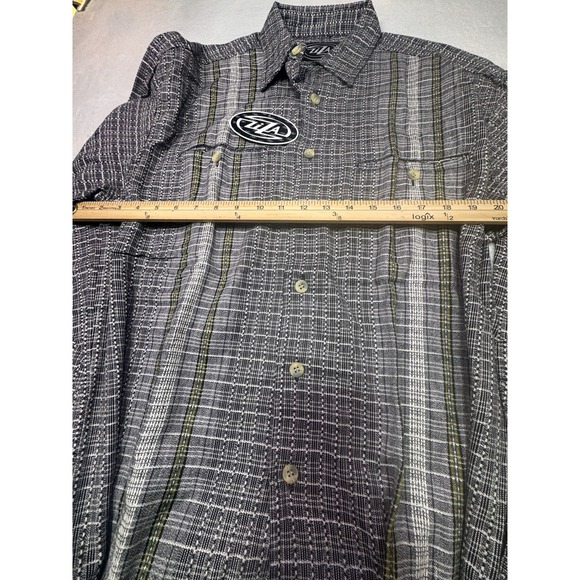 ZIZA GREEN Grid LS BUTTON UP SHIRT MENS SZ M Black And Green Beach Boho New - Picture 6 of 10